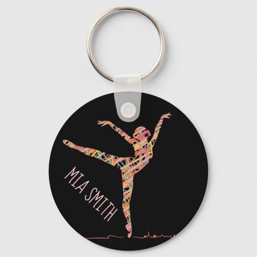 Ballerina gift gepersonaliseerde naam sleutelhanger (Voorkant)