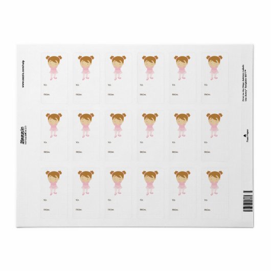 Ballerina Gift Label Labels (Full Sheet)