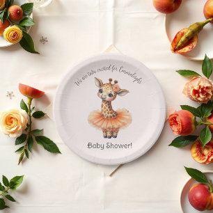 Ballerina Giraffe Tutu Opgewonden Baby Meisje Show Papieren Bordje