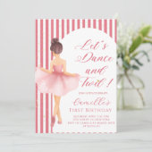 Ballerina Girl birthday Party Invitation Kaart (Staand voorkant)