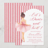 Ballerina Girl birthday Party Invitation Kaart (Voorkant / Achterkant)