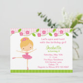 Ballerina Girl Birthday Party Kaart (Staand voorkant)