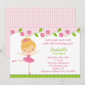 Ballerina Girl Birthday Party Kaart (Voorkant / Achterkant)