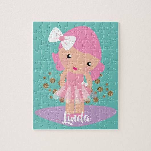  Ballerina Girl Faux Glitter Character Legpuzzel (Verticaal)