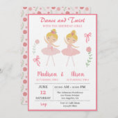 Ballerina Girl Joint Birthday Party Kaart (Voorkant / Achterkant)