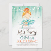 Ballerina Girl Mint Verjaardagsfeestje Uitnodiging (Voorkant)