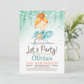 Ballerina Girl Mint Verjaardagsfeestje Uitnodiging (Staand voorkant)