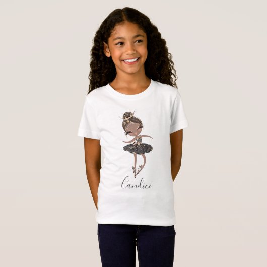 Ballerina Girl Personalized Ballet Birthday Party T-shirt (Voorkant volledig)
