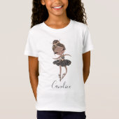 Ballerina Girl Personalized Ballet Birthday Party T-shirt (Voorkant)