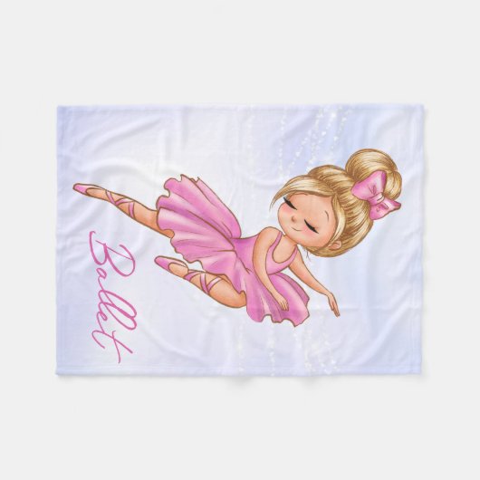 Ballerina Girl Pink, Paarse  Ballet Dance Fleece Deken (Voorkant (Horizontaal))