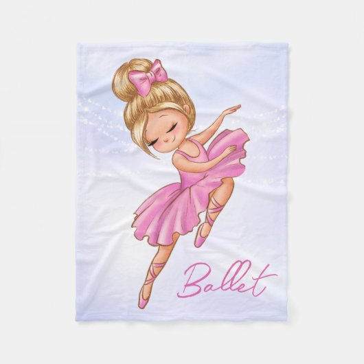 Ballerina Girl Pink, Paarse  Ballet Dance Fleece Deken (Voorkant)