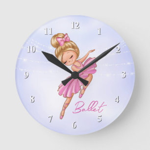 Ballerina Girl Pink, Paarse  Ballet Dance Ronde Klok