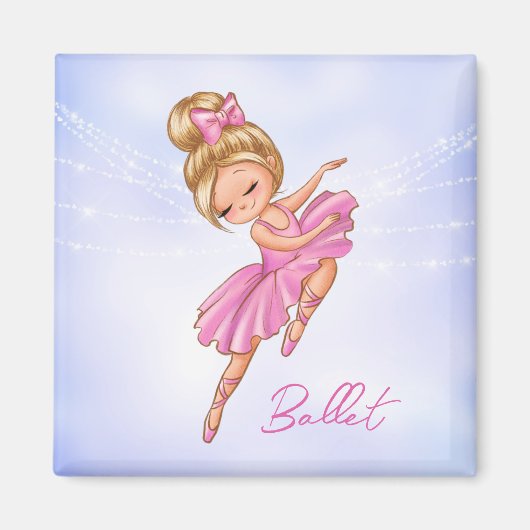 Ballerina Girl Pink, Paarse  ballet Magneet (Voorkant)