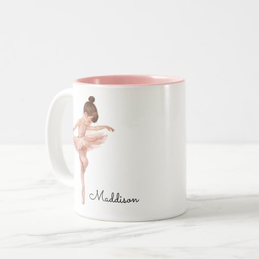 Ballerina Girl Pose gepersonaliseerd Tweekleurige Koffiemok (Voorkant links)