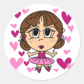 Ballerina Girl Ronde Sticker (Voorkant)