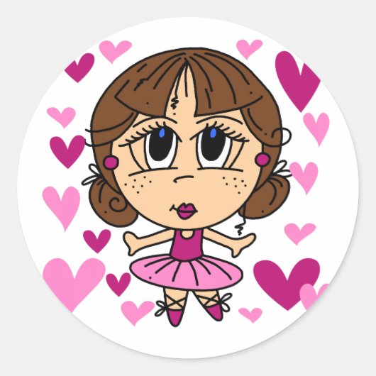 Ballerina Girl Ronde Sticker (Voorkant)
