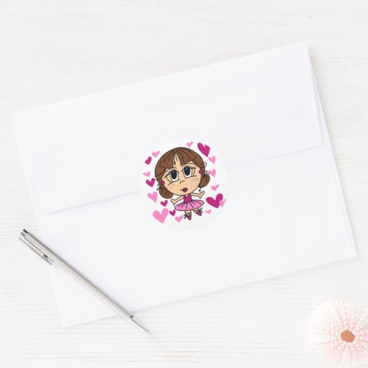 Ballerina Girl Ronde Sticker (Envelop)