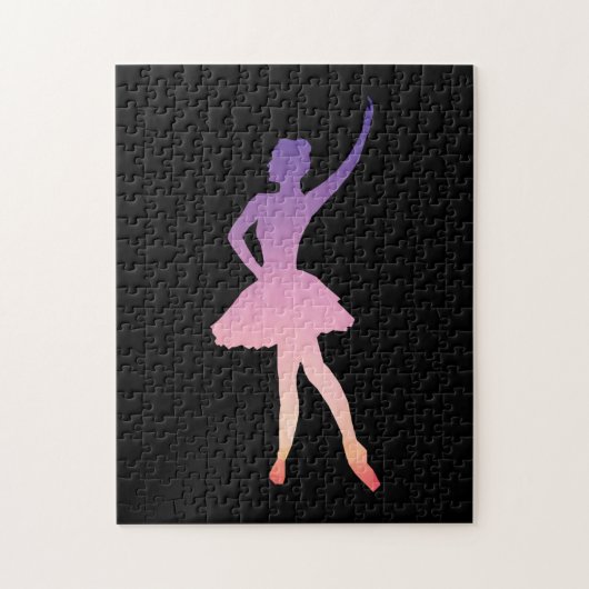 Ballerina girl silhouette roze paars legpuzzel (Verticaal)