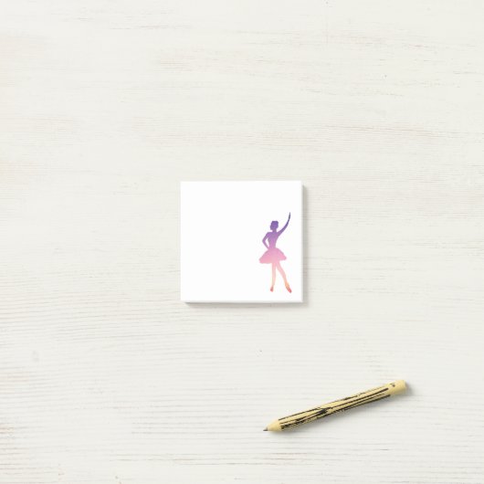 Ballerina girl silhouette roze paars post-it® notes (Op bureau)