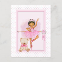 Ballerina girl & teddy beer roze polka dot