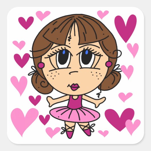 Ballerina Girl Vierkante Sticker (Voorkant)