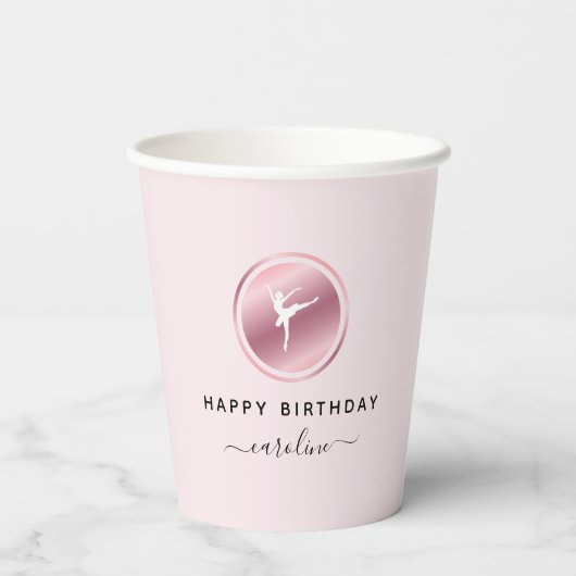 Ballerina Girls Ballet Pink Rose Gold Dancing Papieren Bekers (Achterkant)