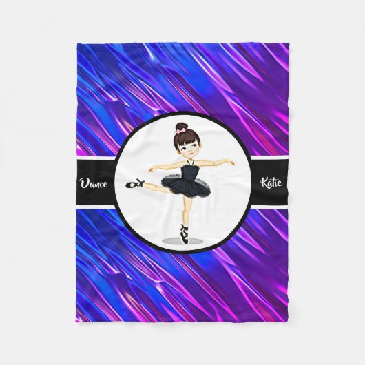 Ballerina Girls Blue/Paarse Dance Ballet Fleece Deken (Voorkant)