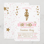 Ballerina Glitter Ballet Birthday Uitnodiging (Voorkant / Achterkant)