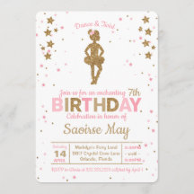Ballerina Glitter Ballet Birthday Uitnodiging