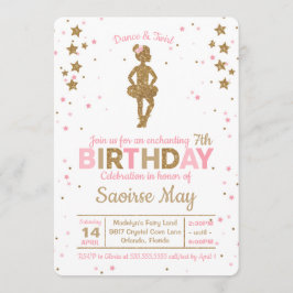 Ballerina Glitter Ballet Birthday Uitnodiging