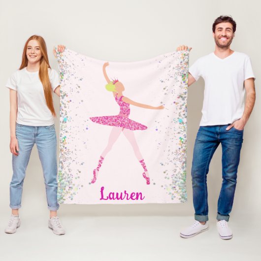 Ballerina Glitter Confetti Personalized Design Fleece Deken (In situ)