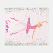 Ballerina Glitter Confetti Personalized Design Fleece Deken (Voorkant (Horizontaal))