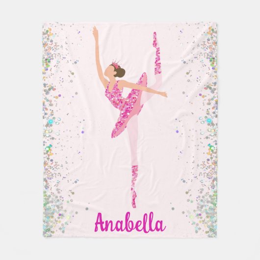 Ballerina Glitter Confetti Personalized Design Fleece Deken (Voorkant)