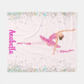 Ballerina Glitter Confetti Personalized Design Fleece Deken (Voorkant (Horizontaal))