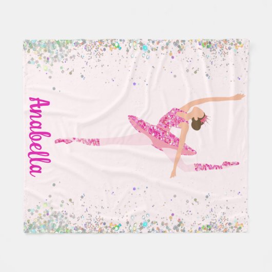 Ballerina Glitter Confetti Personalized Design Fleece Deken (Voorkant (Horizontaal))