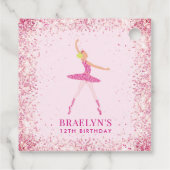 Ballerina Glitter Confetti Verjaardag Ontwerp Bedankjes Labels (Achterkant)