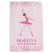 Ballerina Glitter Confetti Verjaardag Ontwerp Medium Cadeauzakje (Voorkant)