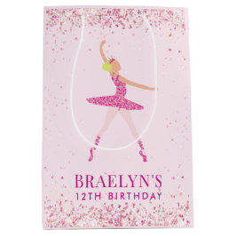 Ballerina Glitter Confetti Verjaardag Ontwerp Medium Cadeauzakje