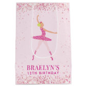 Ballerina Glitter Confetti Verjaardag Ontwerp Medium Cadeauzakje (Achterkant)