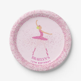Ballerina Glitter Confetti Verjaardag Ontwerp Papieren Bordje