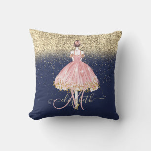 Ballerina Glitter Ombre Monogram Navy Blue Kussen