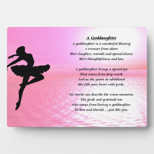 Ballerina Goddochter Poem Plaque Fotoplaat (voorkant)