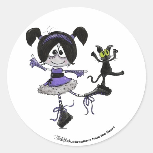 Ballerina Gothic Stijl Ronde Sticker (Voorkant)