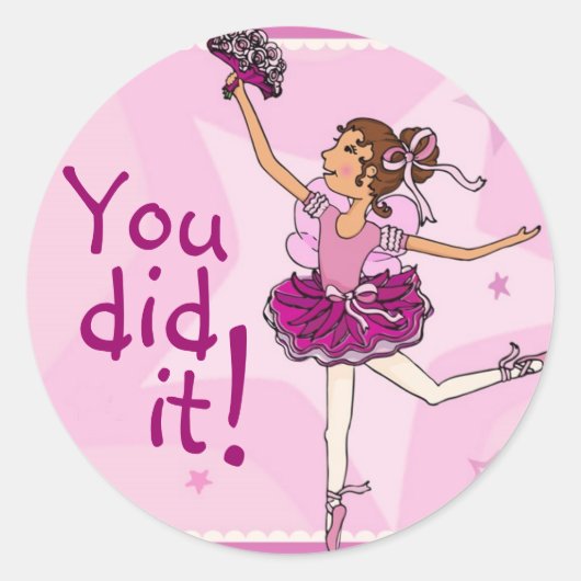 Ballerina graceful dansende sticker brunette/roze (Voorkant)