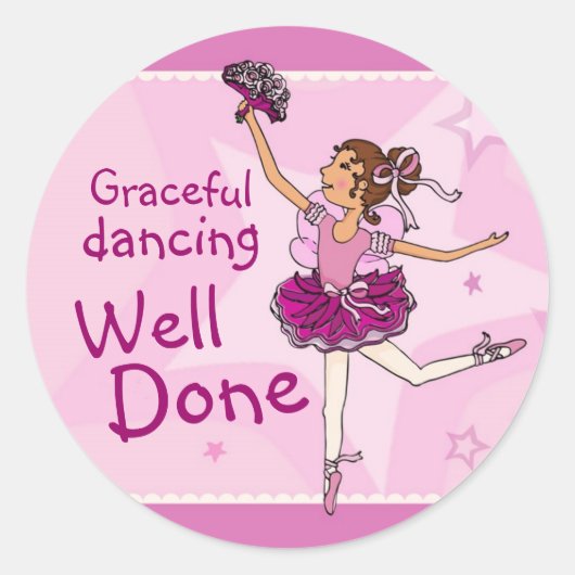 Ballerina graceful dansende sticker brunette/roze (Voorkant)
