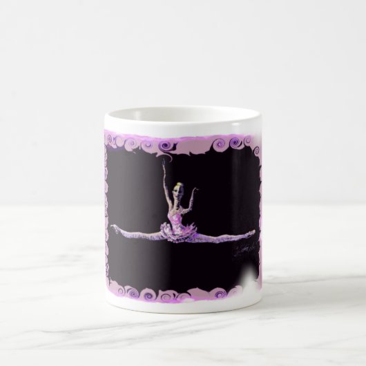 Ballerina Grande Jete Polka Dot Background Mok (Center)