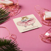 Ballerina Hamster Meisje Verjaardag Bedankt Kartonnen Onderzetters