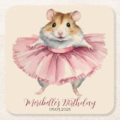 Ballerina Hamster Meisje Verjaardag Bedankt Kartonnen Onderzetters (Voorkant)