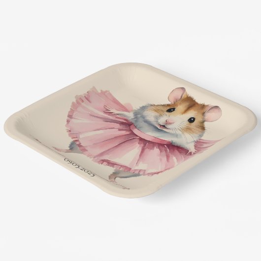 Ballerina Hamster Meisje Verjaardag Bedankt Papieren Bordje (Gebogen)