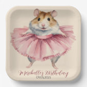 Ballerina Hamster Meisje Verjaardag Bedankt Papieren Bordje (Voorkant)